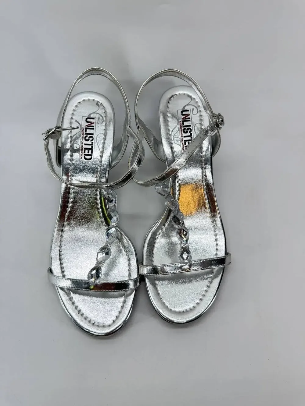 Unlisted Kenneth Cole Kind Care Women's Size 8 Silver Strappy Heel Sandals